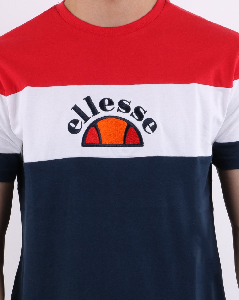 Ellesse Block T Shirt Navy/white/red