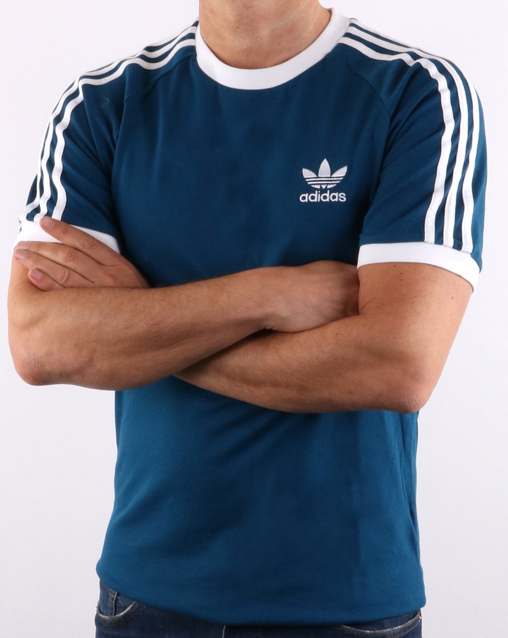 Adidas Originals Retro 3 Stripes T Shirt Deep Blue