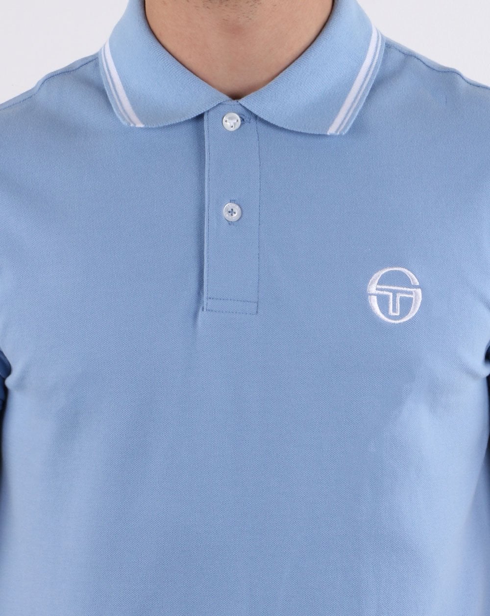 Sergio Tacchini Tipped Polo Shirt Sky Blue/White