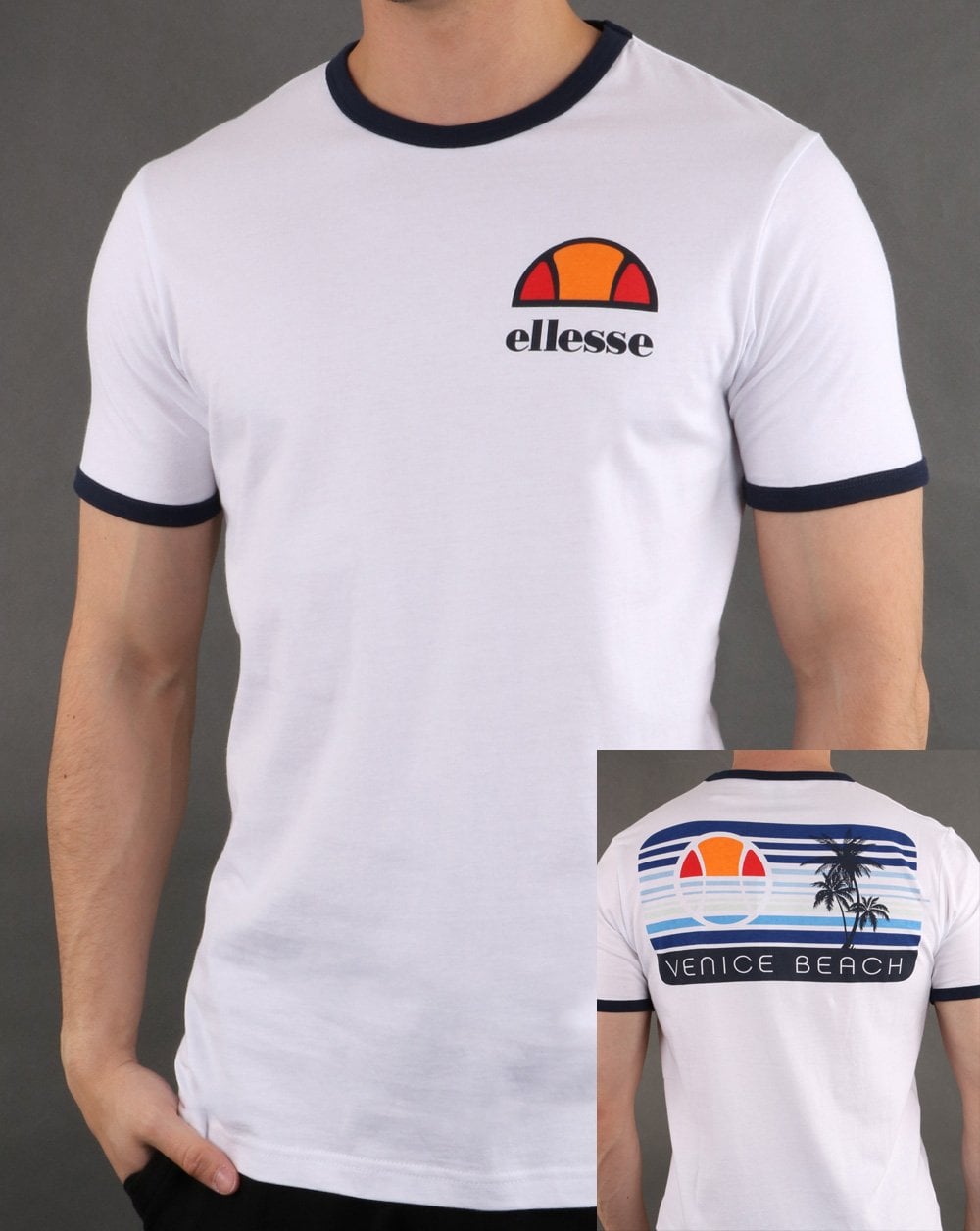 Ellesse Venice Back Print T Shirt White/Blue