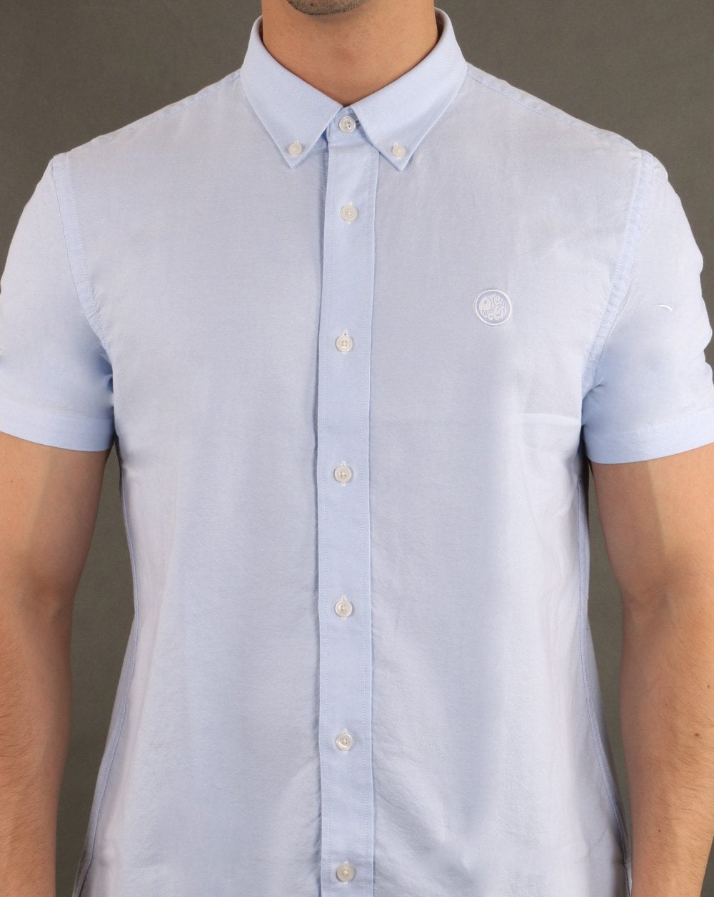 Pretty Green S/Sleeve Oxford Shirt Blue
