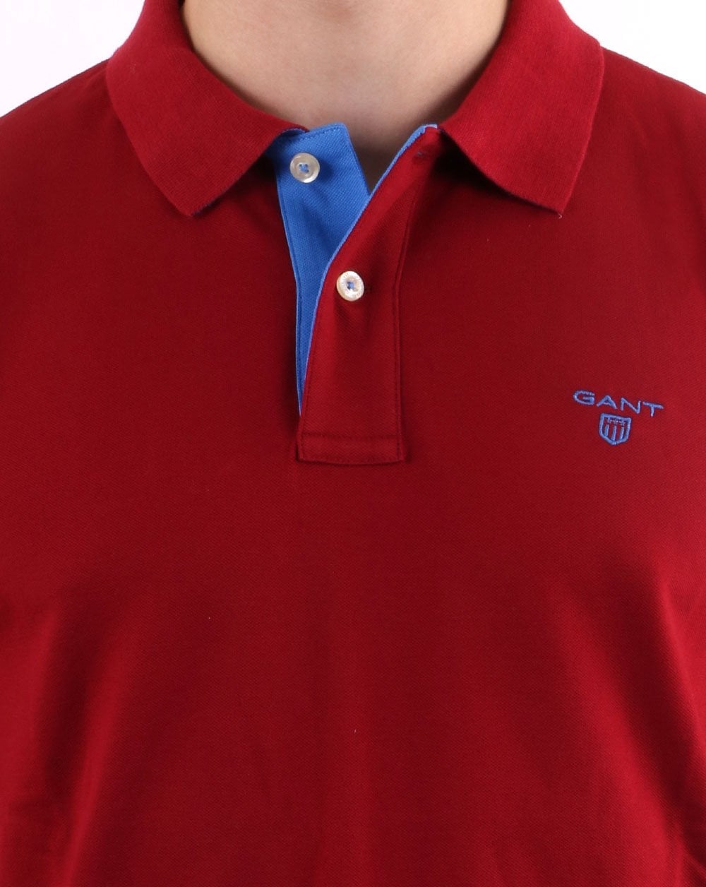 Gant Contrast Collar Polo Shirt Mahogany Red