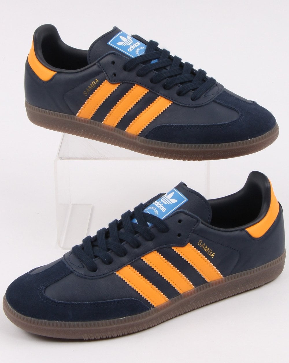 adidas gazelle silver green womens Adidas Samba Og Trainers Navy/Orange