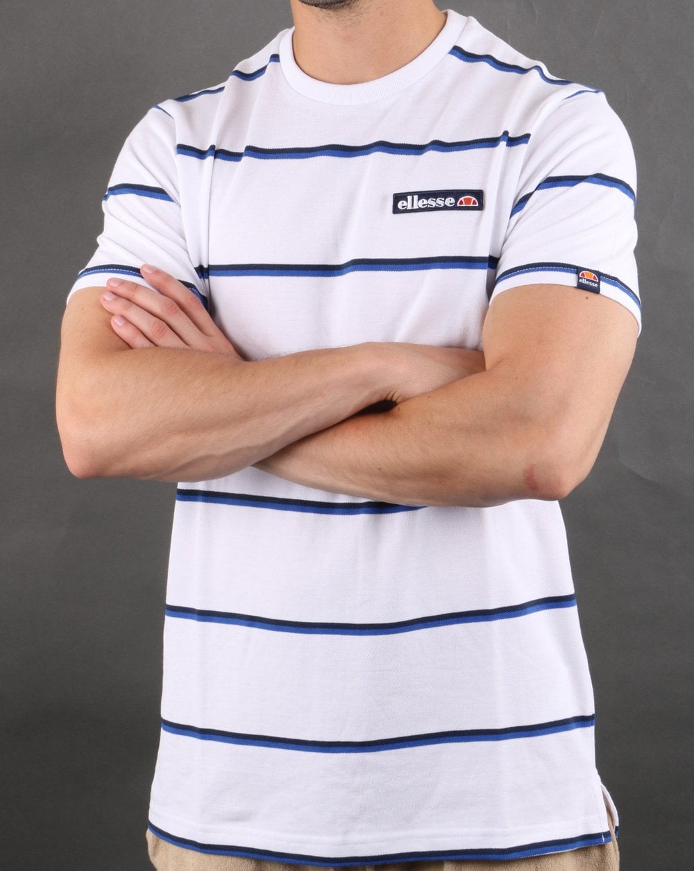 Ellesse Twin Stripe T Shirt White - Blue