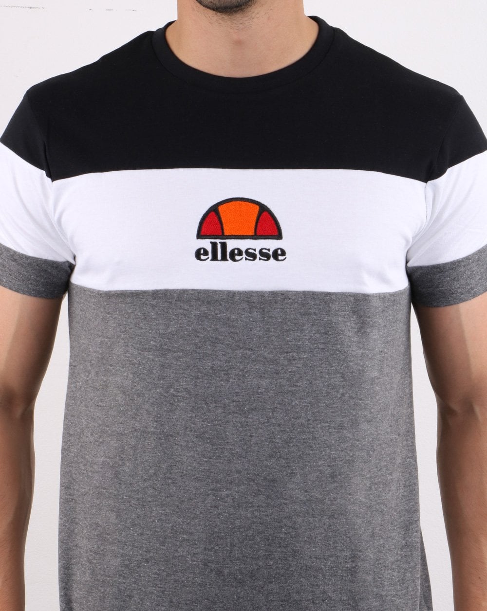 Ellesse Block T Shirt Grey/white/black