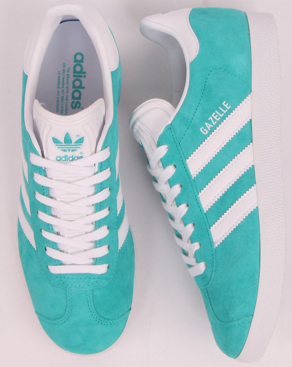 Adidas Gazelle Trainers Aqua/white – 80's Casual Classics
