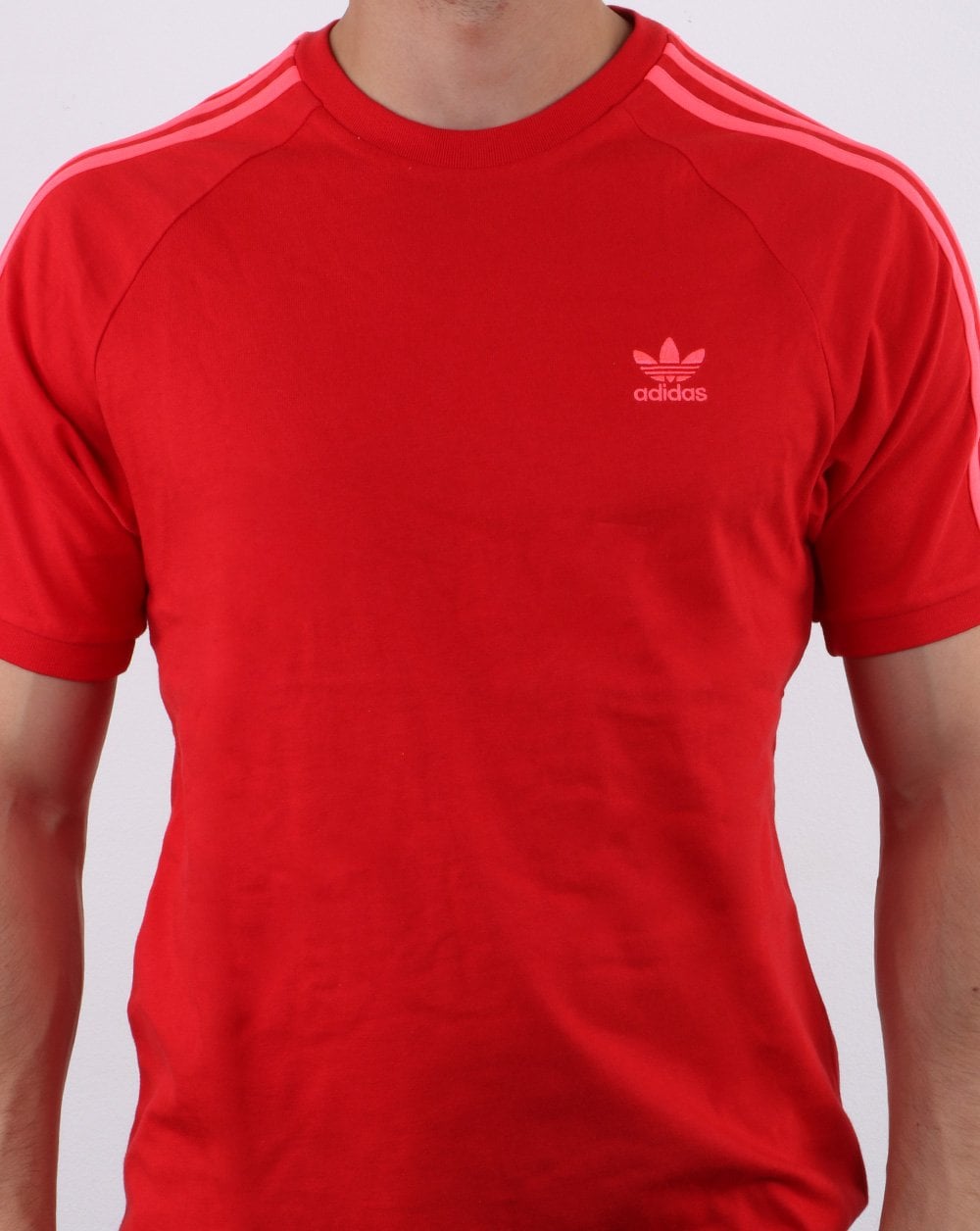 Adidas Originals 3 Stripe T Shirt Scarlet Red
