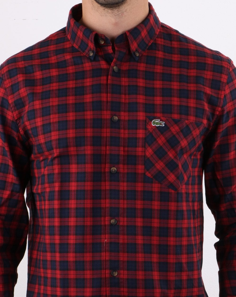 Lacoste Check Shirt Navy/Red