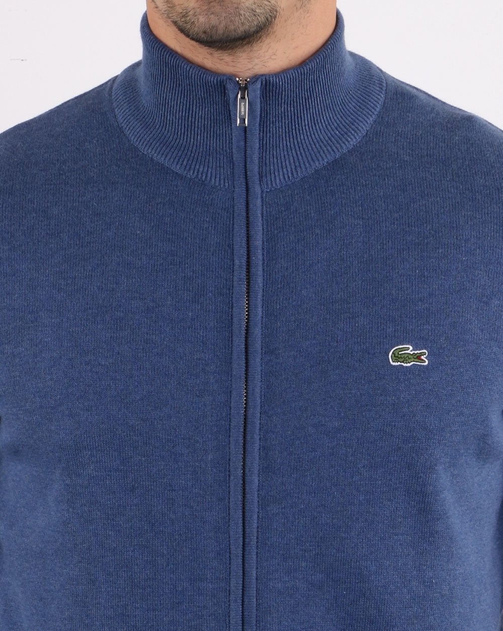Lacoste Funnel Neck Zip Knitted Jumper Blue