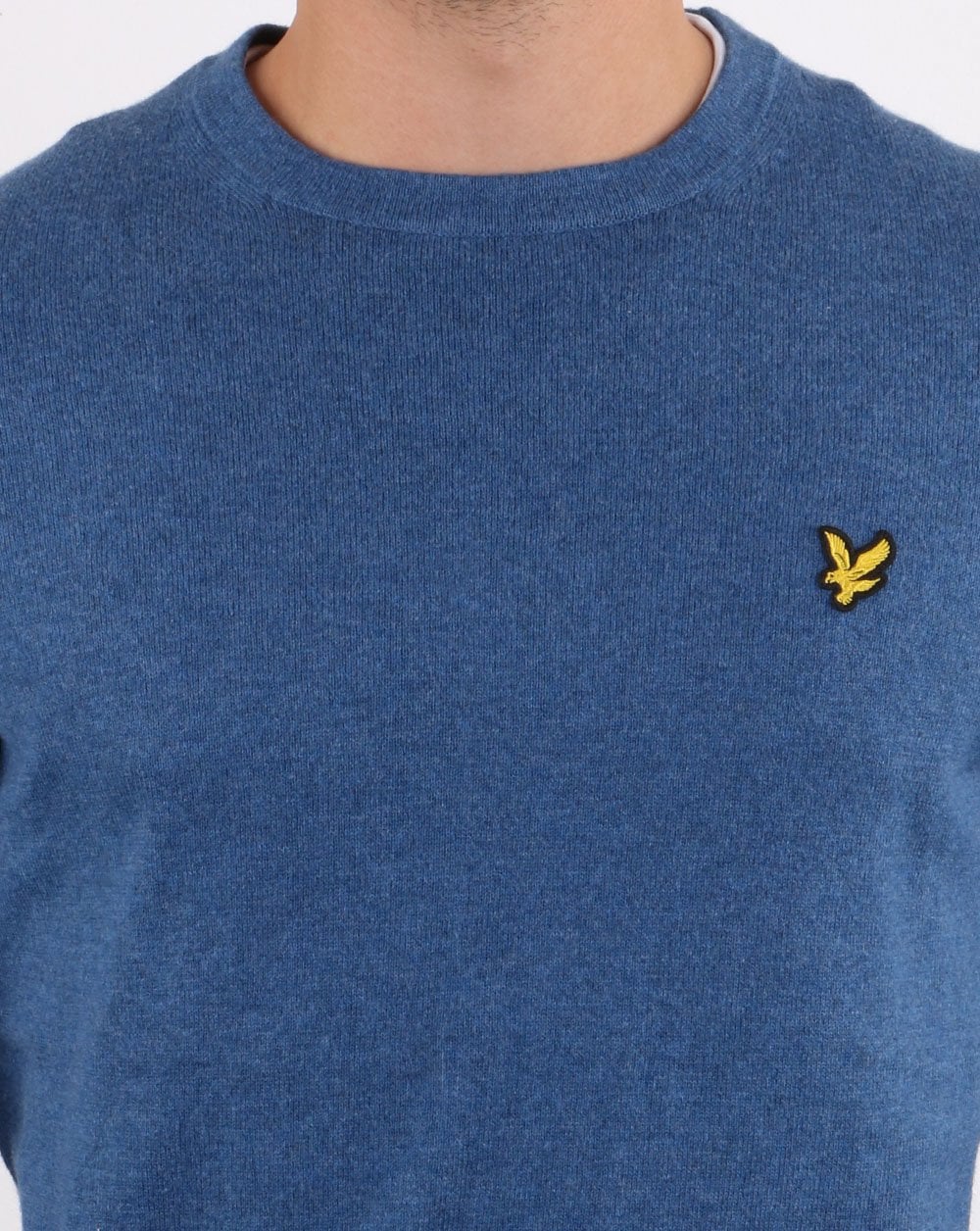 Lyle And Scott Cotton Merino Crew Jumper Blue Marl