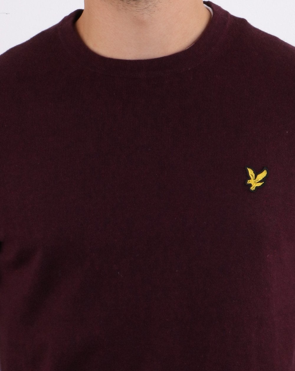 Lyle And Scott Cotton Merino Crew Jumper Burgundy Marl