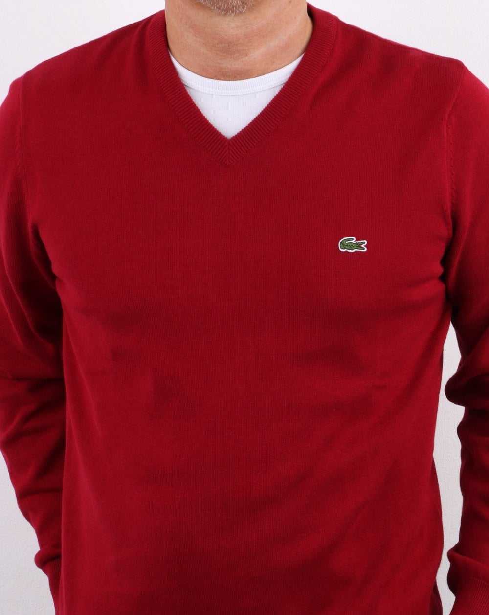 Lacoste V-neck Jumper Bordeaux