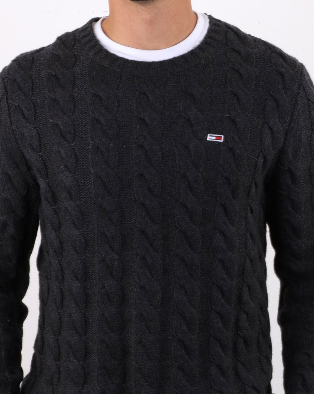 Tommy Hilfiger Cable Knit Jumper Dark Grey
