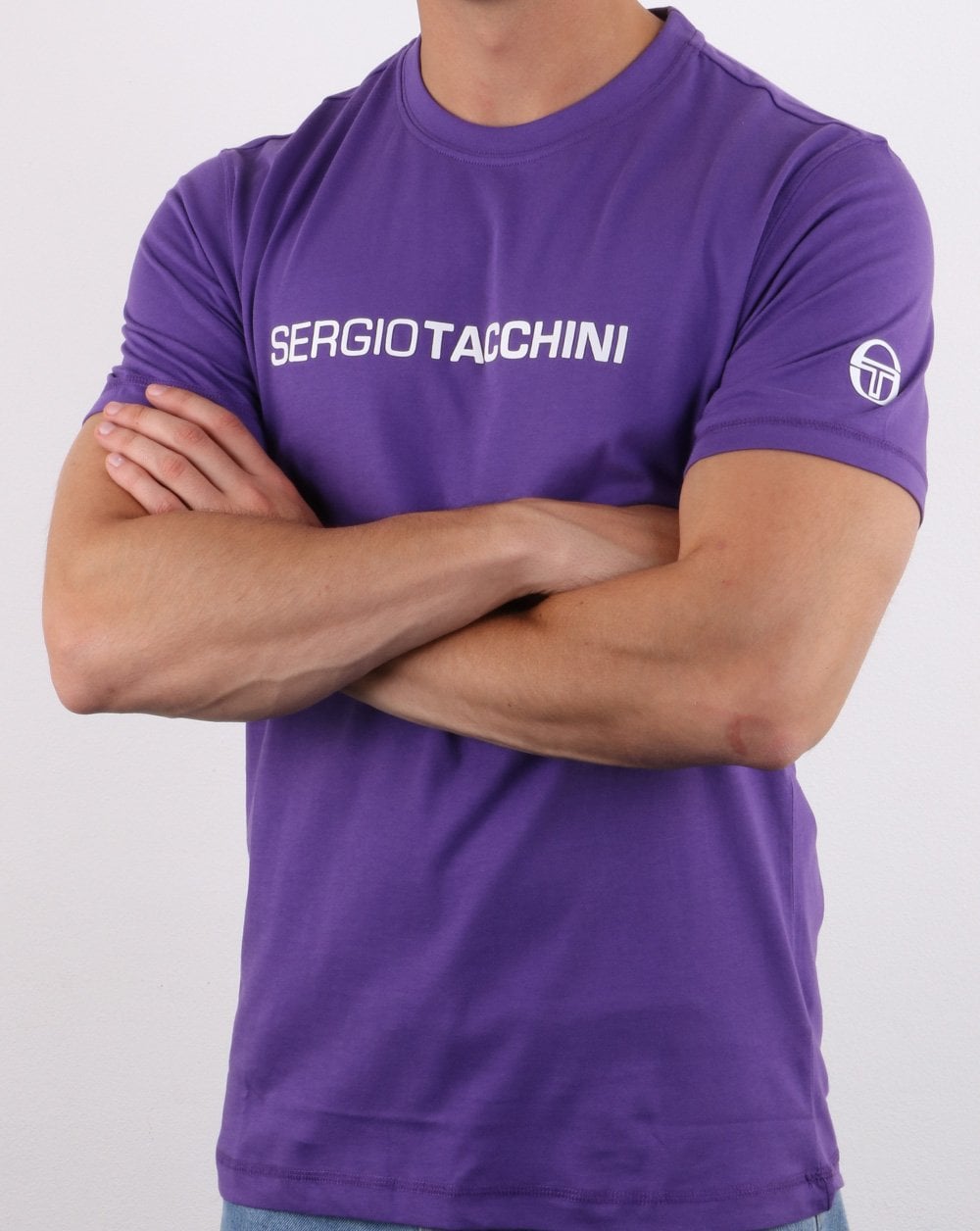Sergio Tacchini Linear Logo T Shirt Purple/White