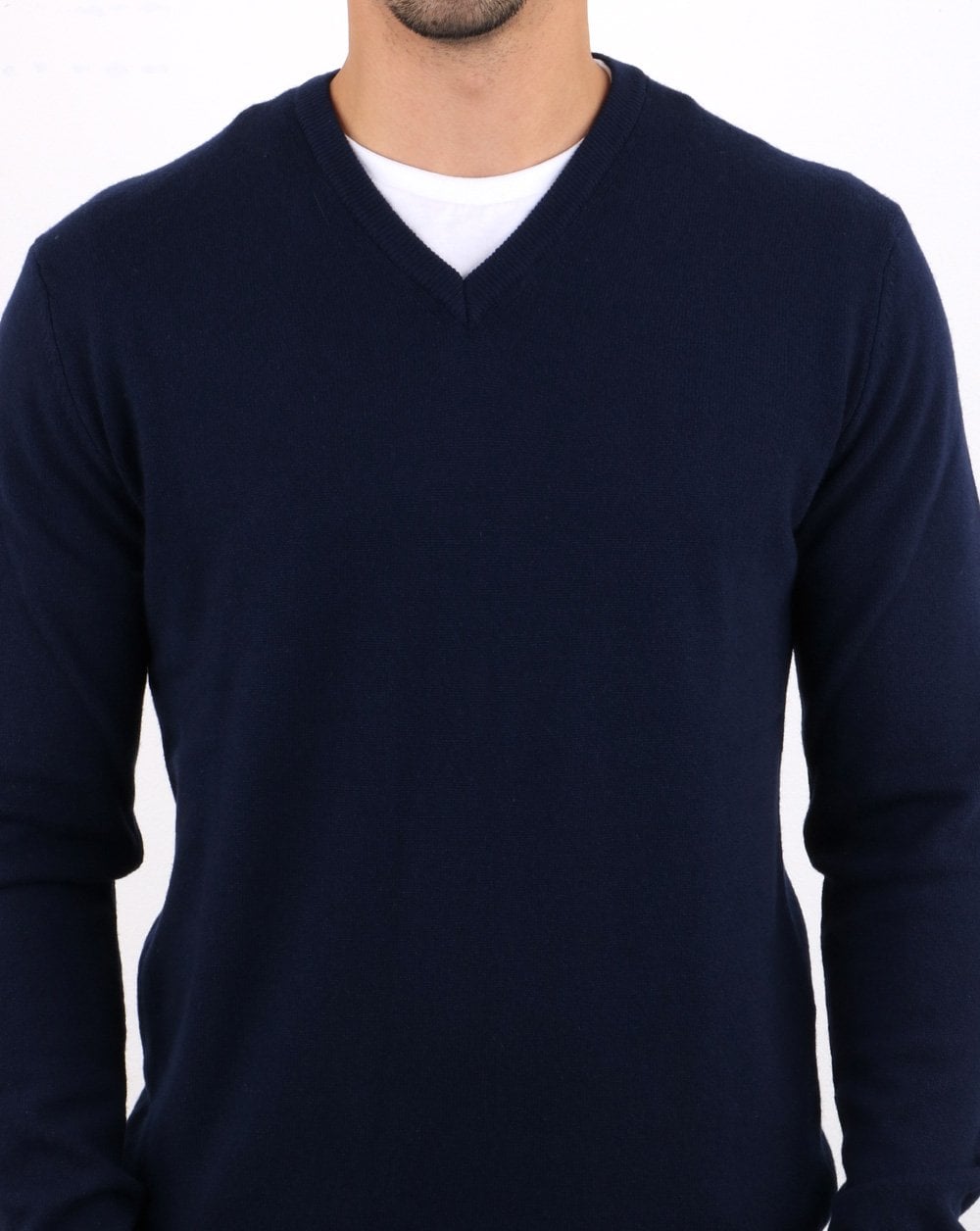 Benetton V-neck Merino Jumper Navy