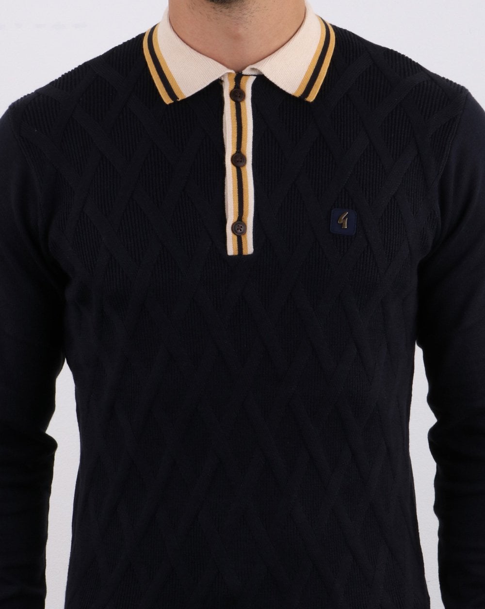 Gabicci Vintage Bretton knitted Polo Navy