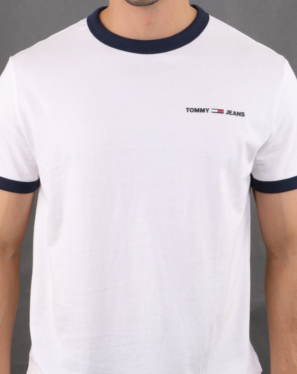 Tommy Hilfiger Ringer T-Shirt White and Navy