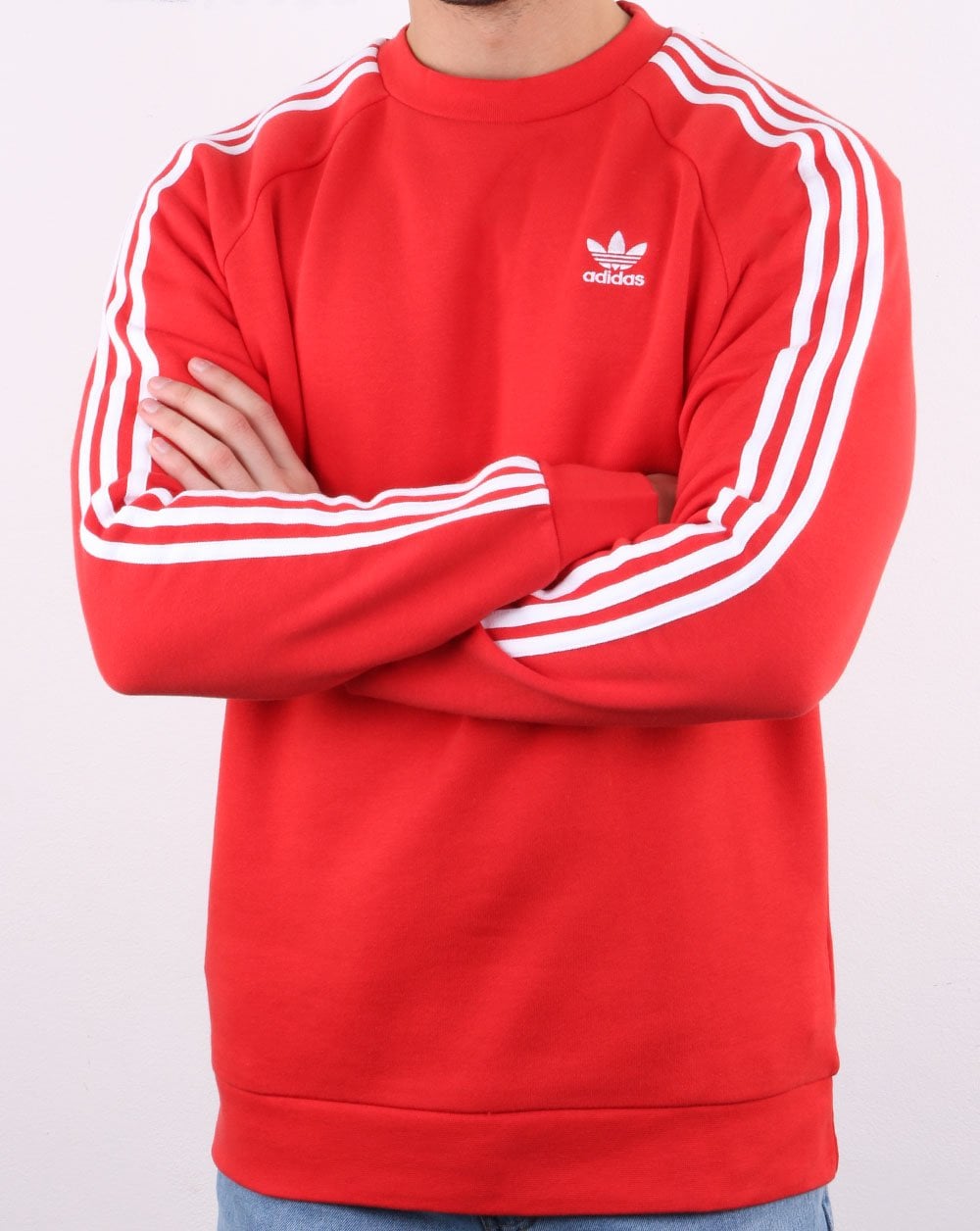 Adidas Originals 3 Stripes Crew Sweat Lush Red