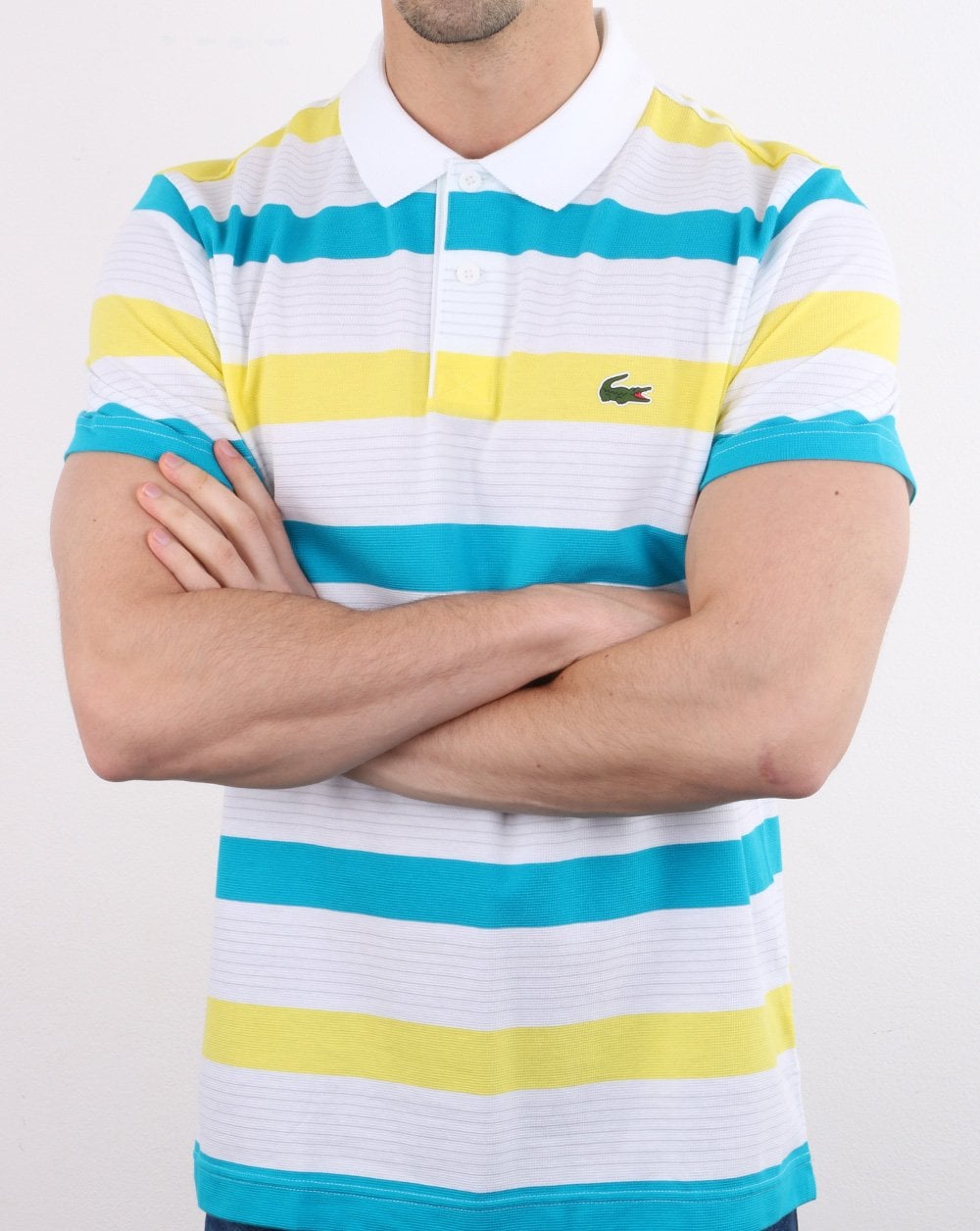Lacoste Striped Polo Shirt White/lemon/cuba