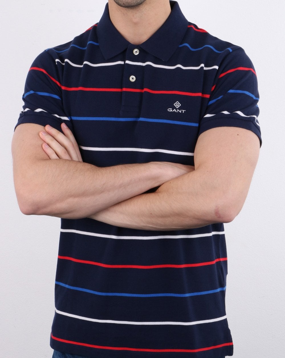 Gant Breton Stripe Polo Shirt Navy Multi