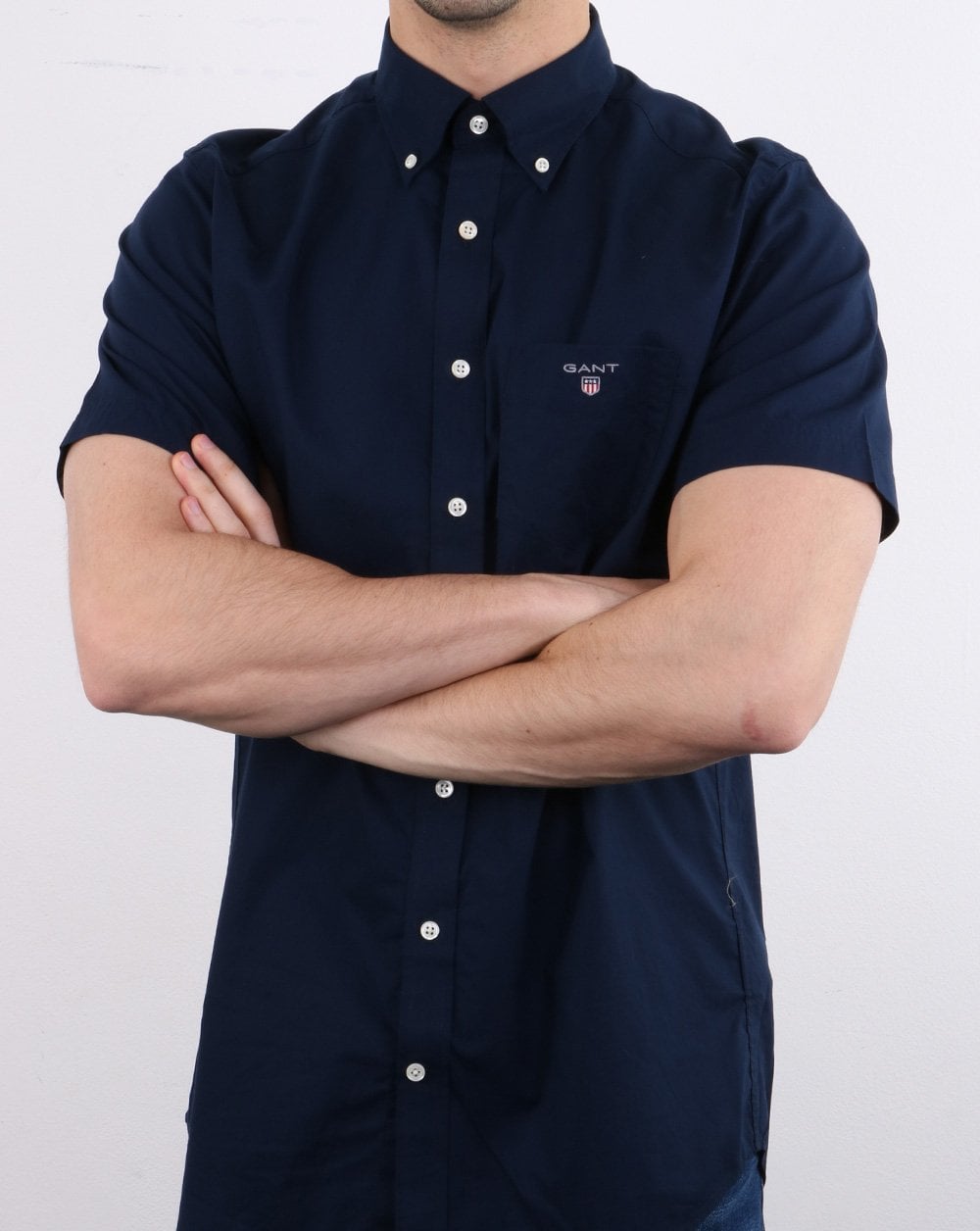 Gant Broadcloth Short Sleeve Shirt Navy