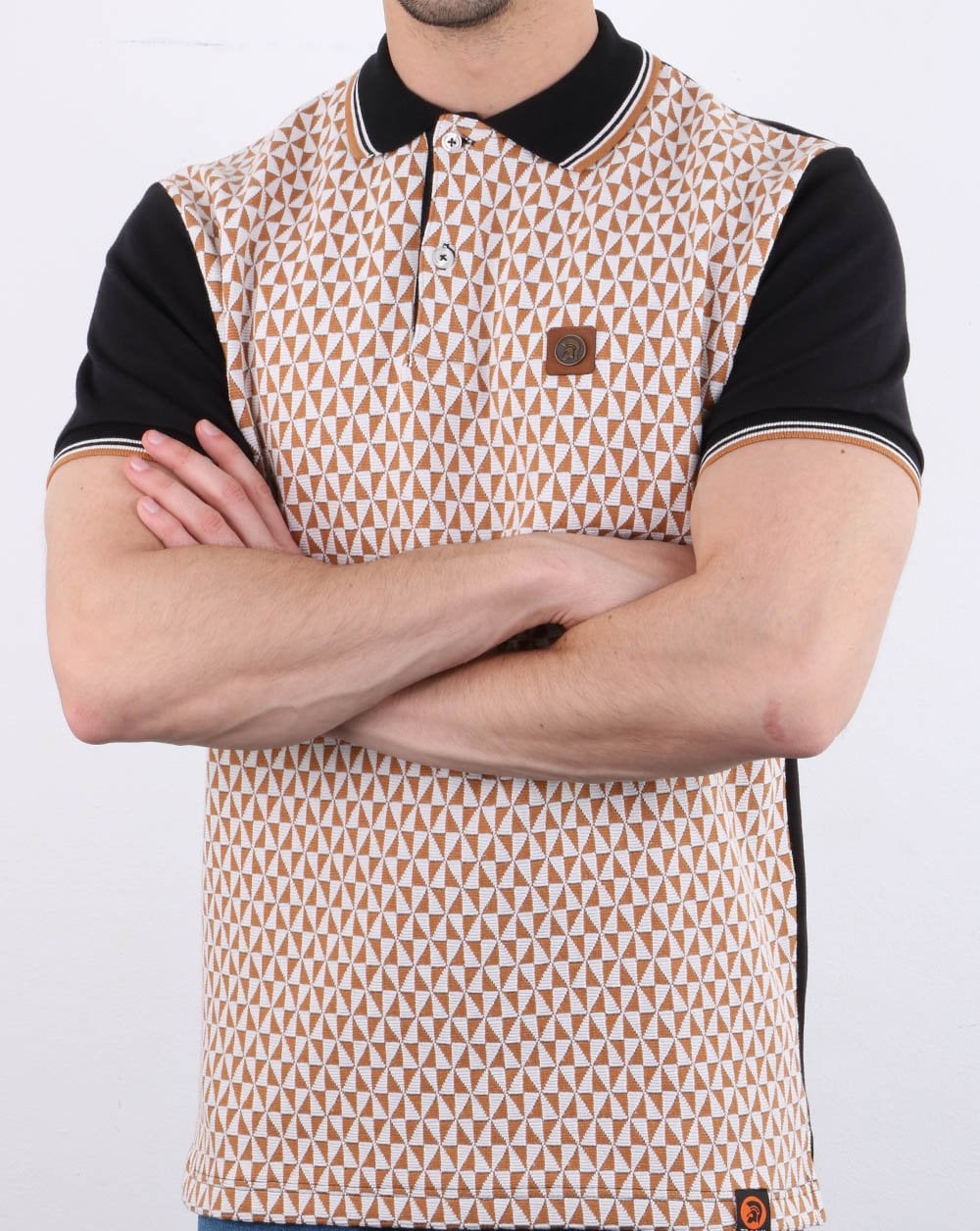 Trojan Diamond Jacquard Polo Shirt Black