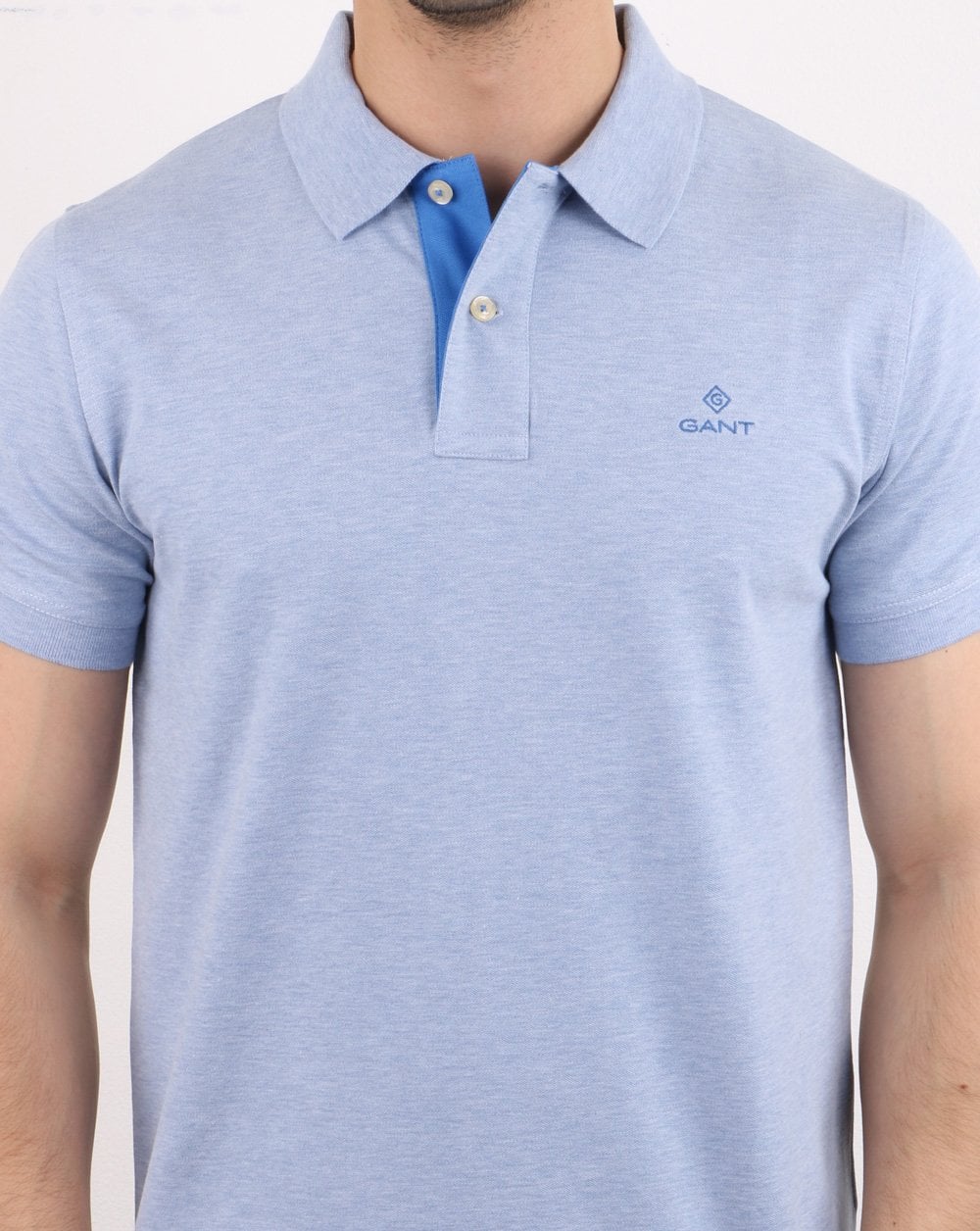 Gant Contrast Collar Polo Shirt Ice Blue