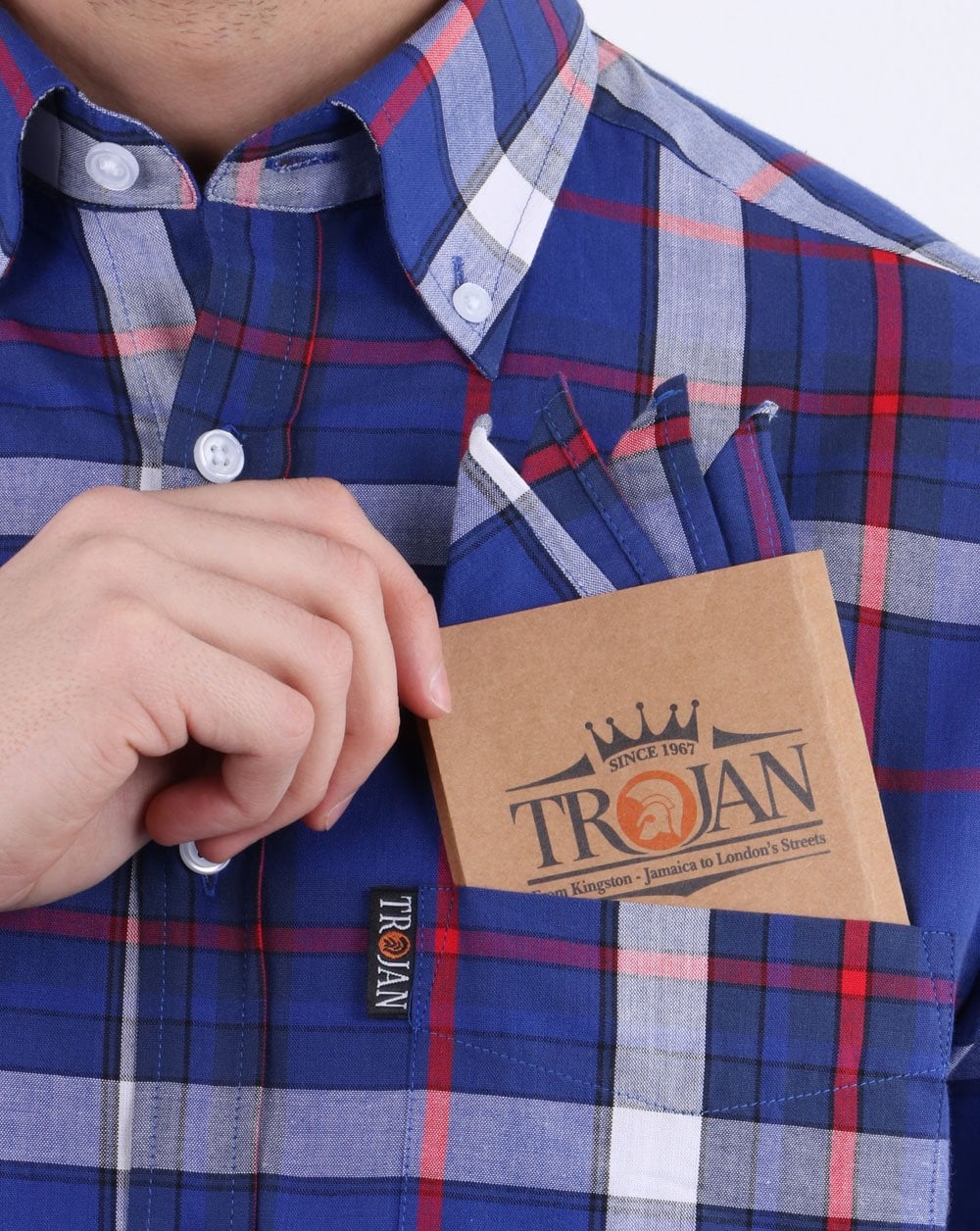 Trojan Madras Check Shirt Blue
