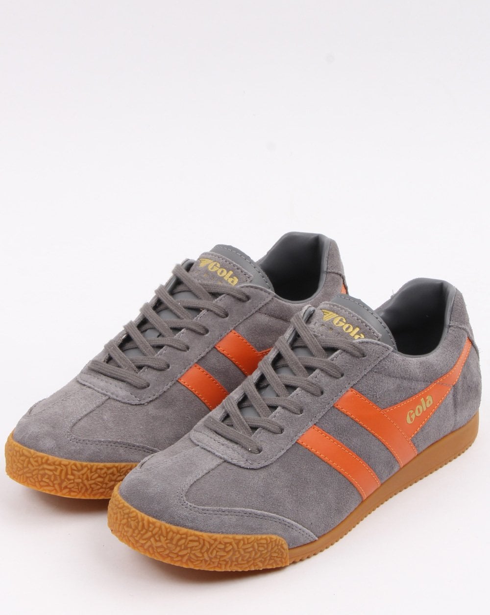 Gola Harrier Suede Trainer Grey/Orange