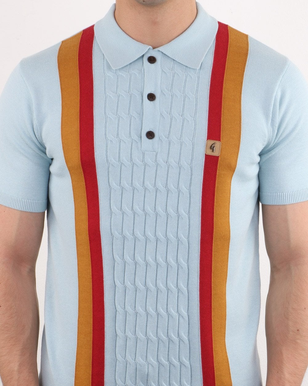 Gabicci Vintage Turney Striped Polo Sky Blue