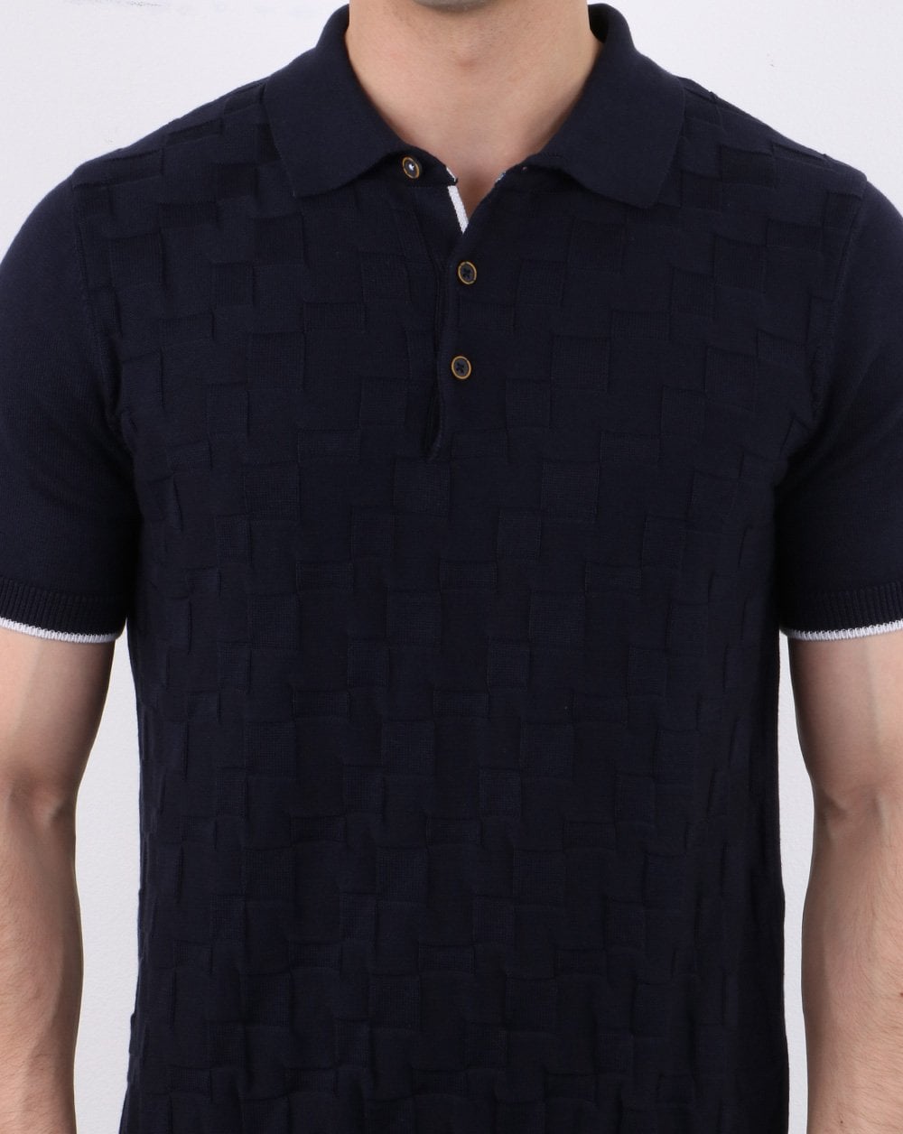 Textured Knit Polo Navy