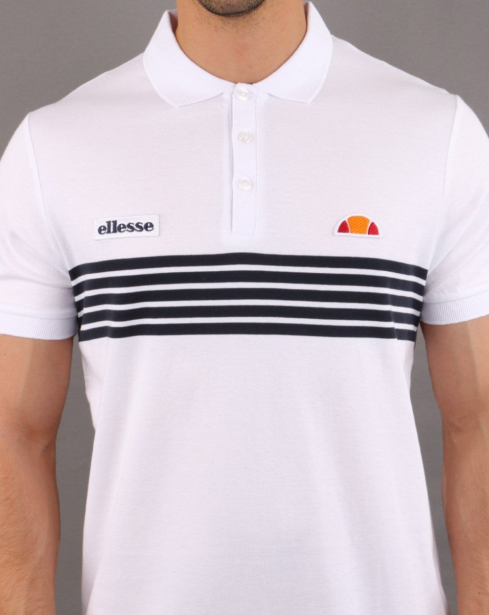 Ellesse Vilas Stripe Polo Shirt White