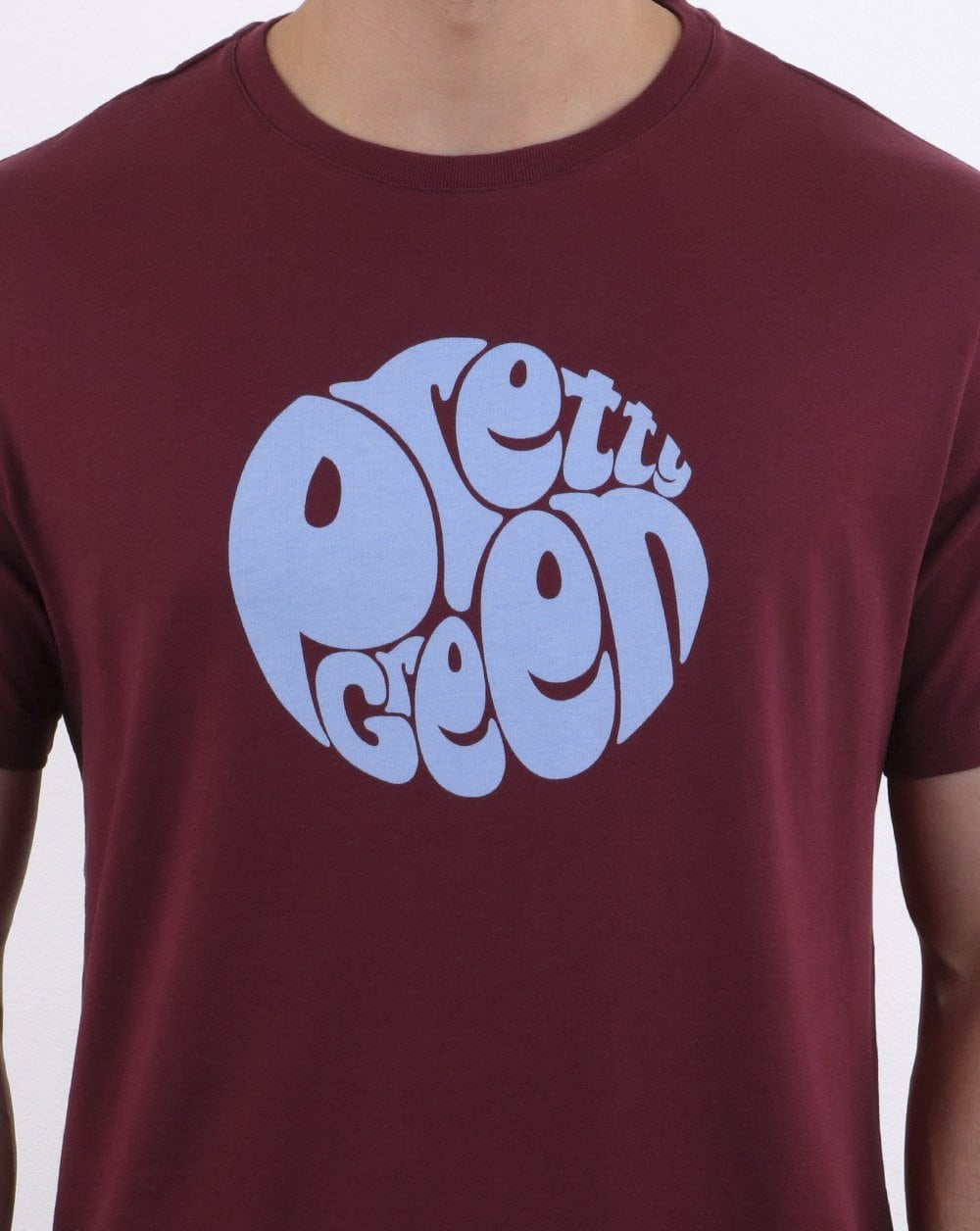 Pretty Green 80s Casual T-Shirt Claret/Sky Blue - exclusive