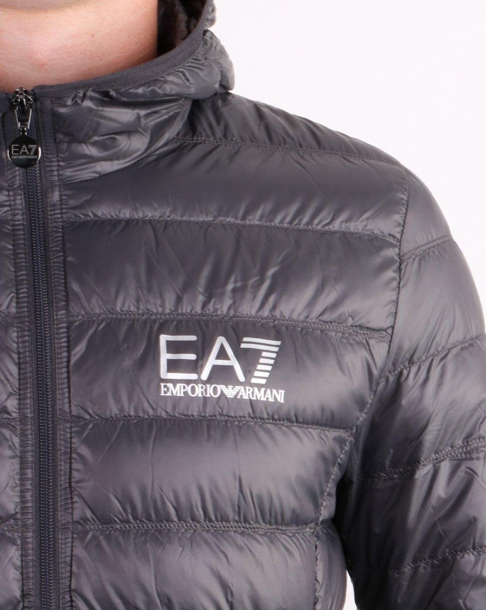Emporio Armani EA7 Core Logo Down Hooded Jacket Anthracite