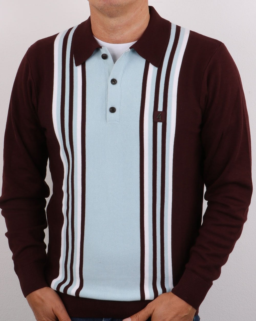 Gabicci Vintage Searle Knit Deep Claret / Sky