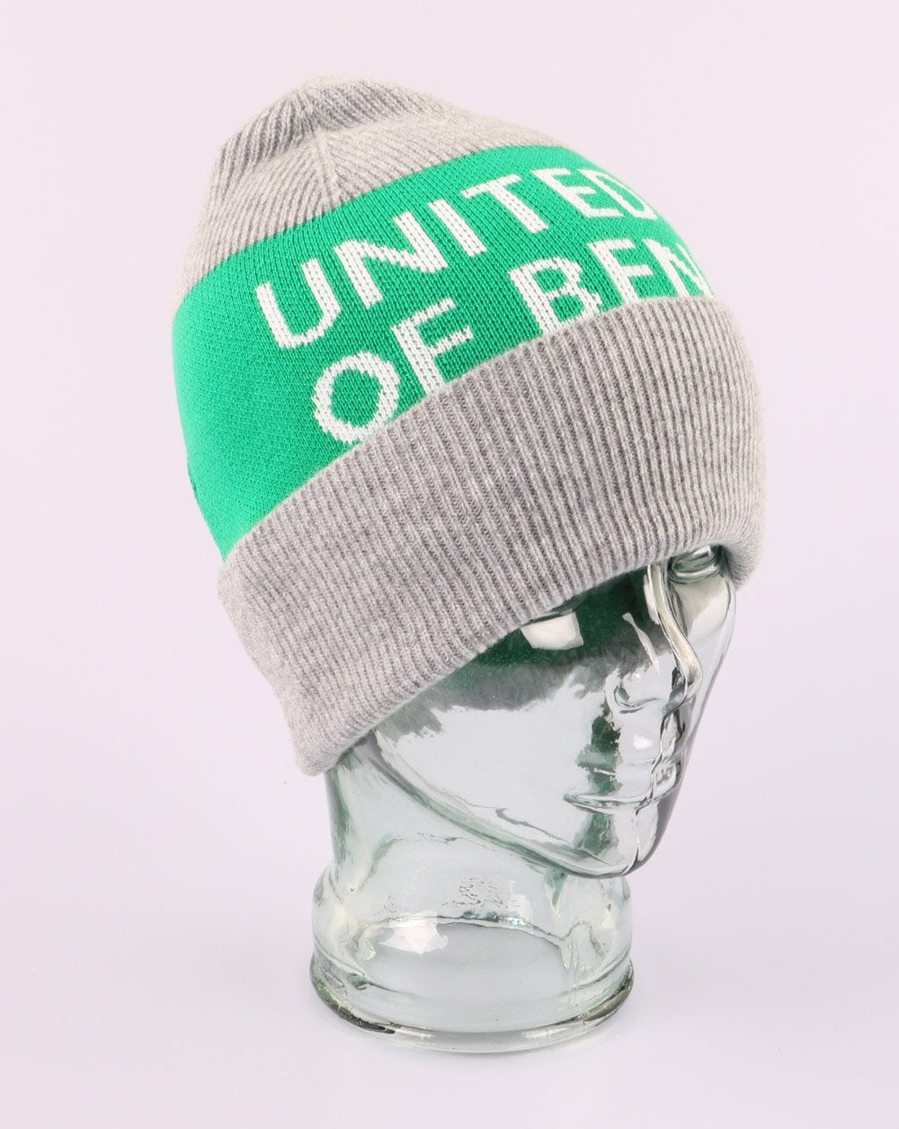 Benetton Knitted Logo Hat Grey