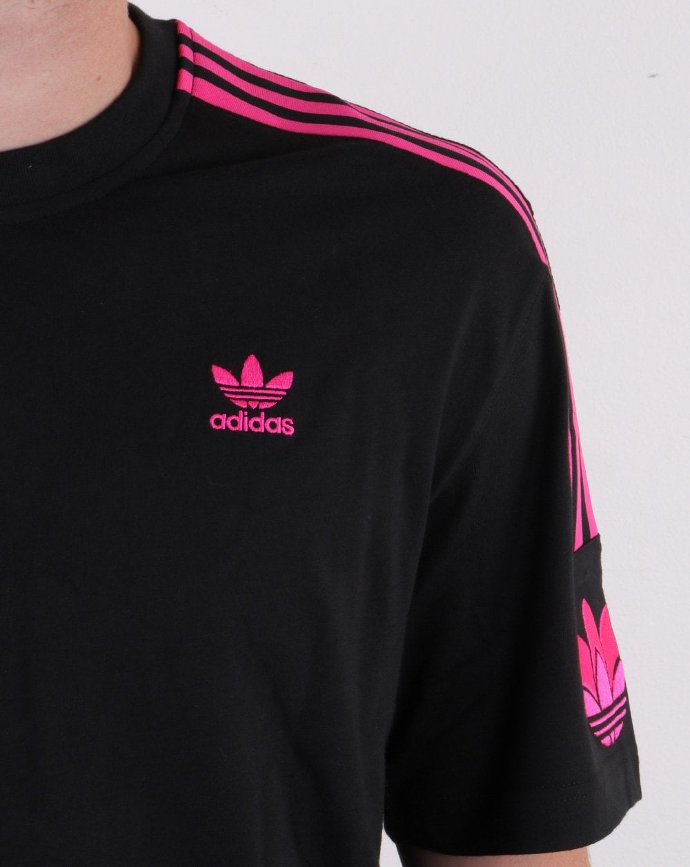 Adidas Originals 3D Trefoil 3 Stripes T Shirt Black/Pink