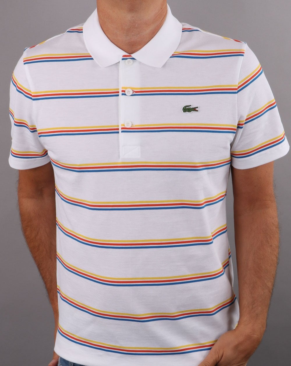 Lacoste Striped Polo Shirt White