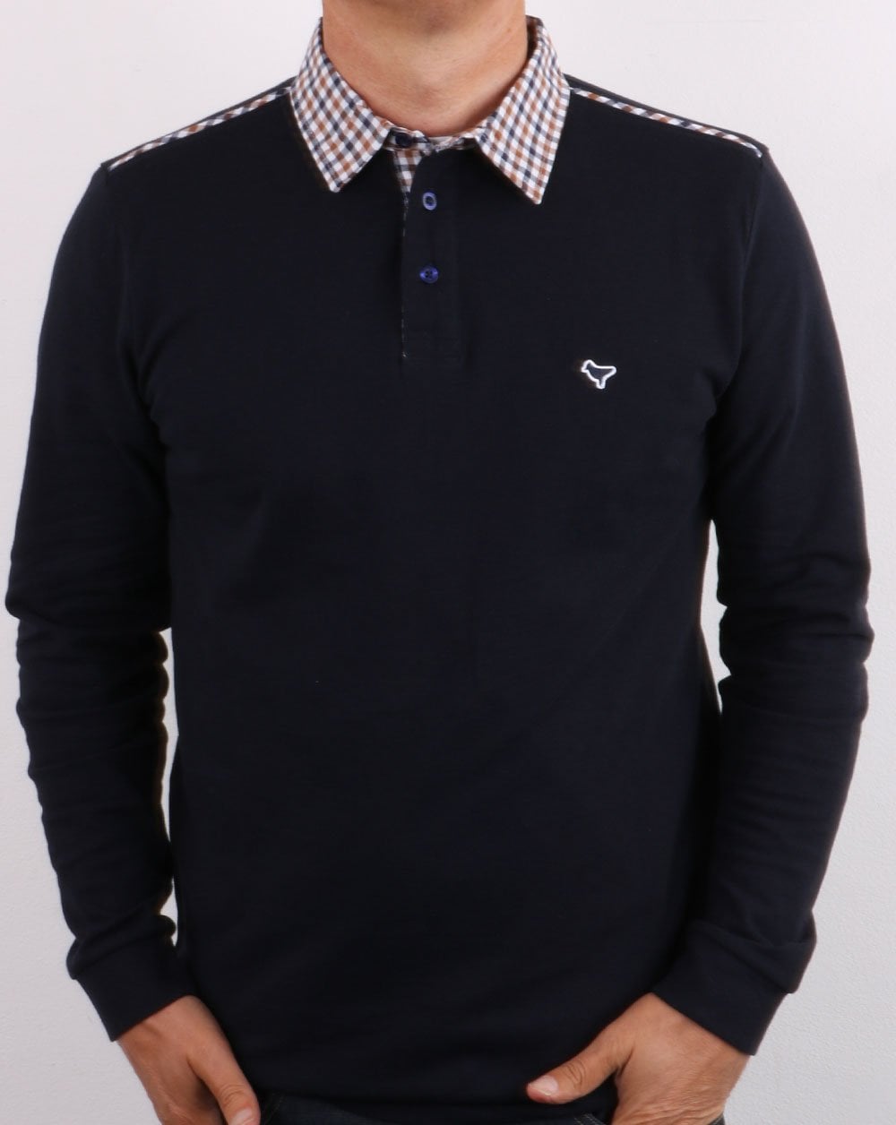 Weekend Offender Check Collar Polo Navy