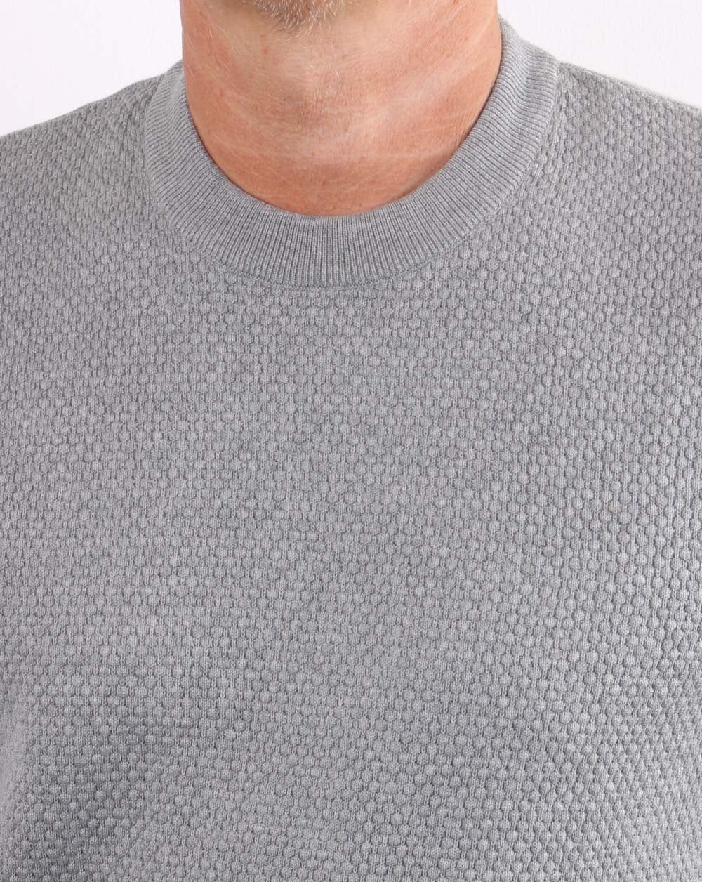 Ben Sherman Waffle Crew Knit Steel Grey