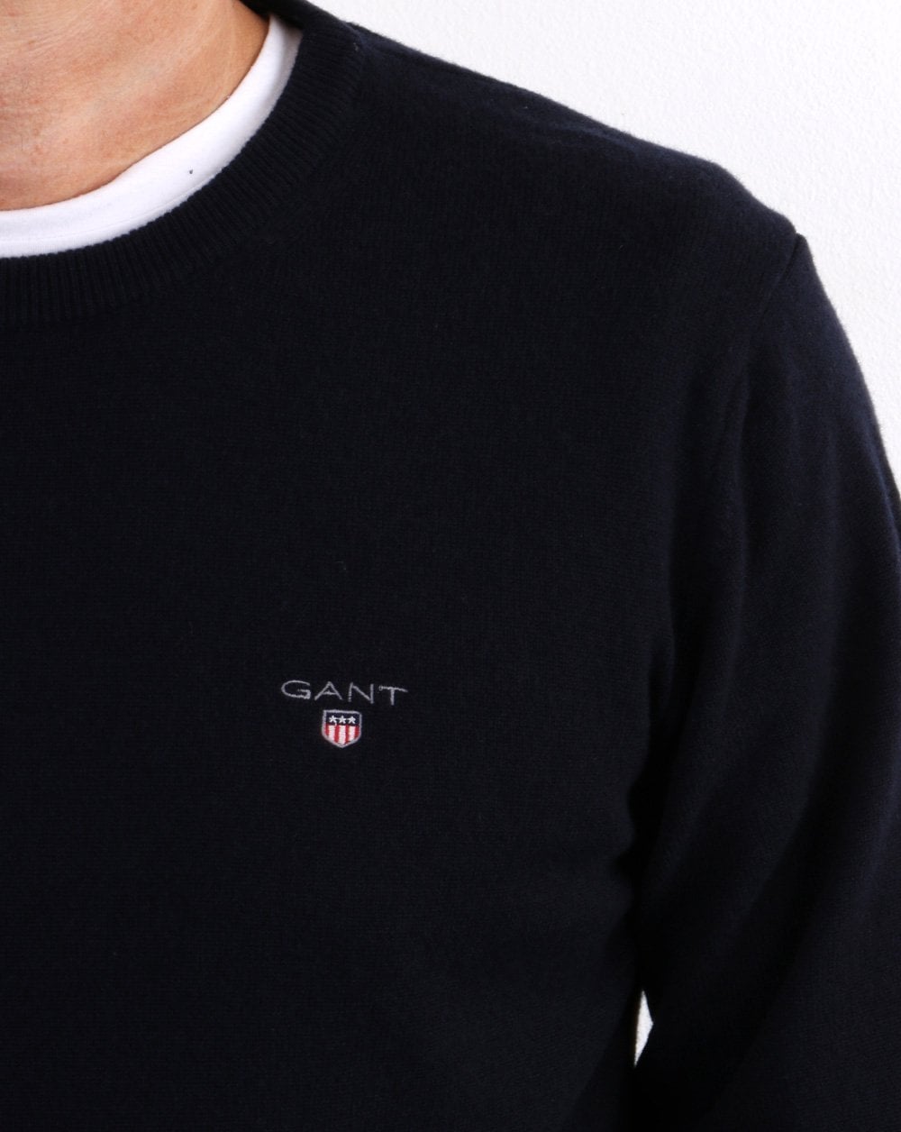 Gant Superfine Lambswool Crew Neck Navy