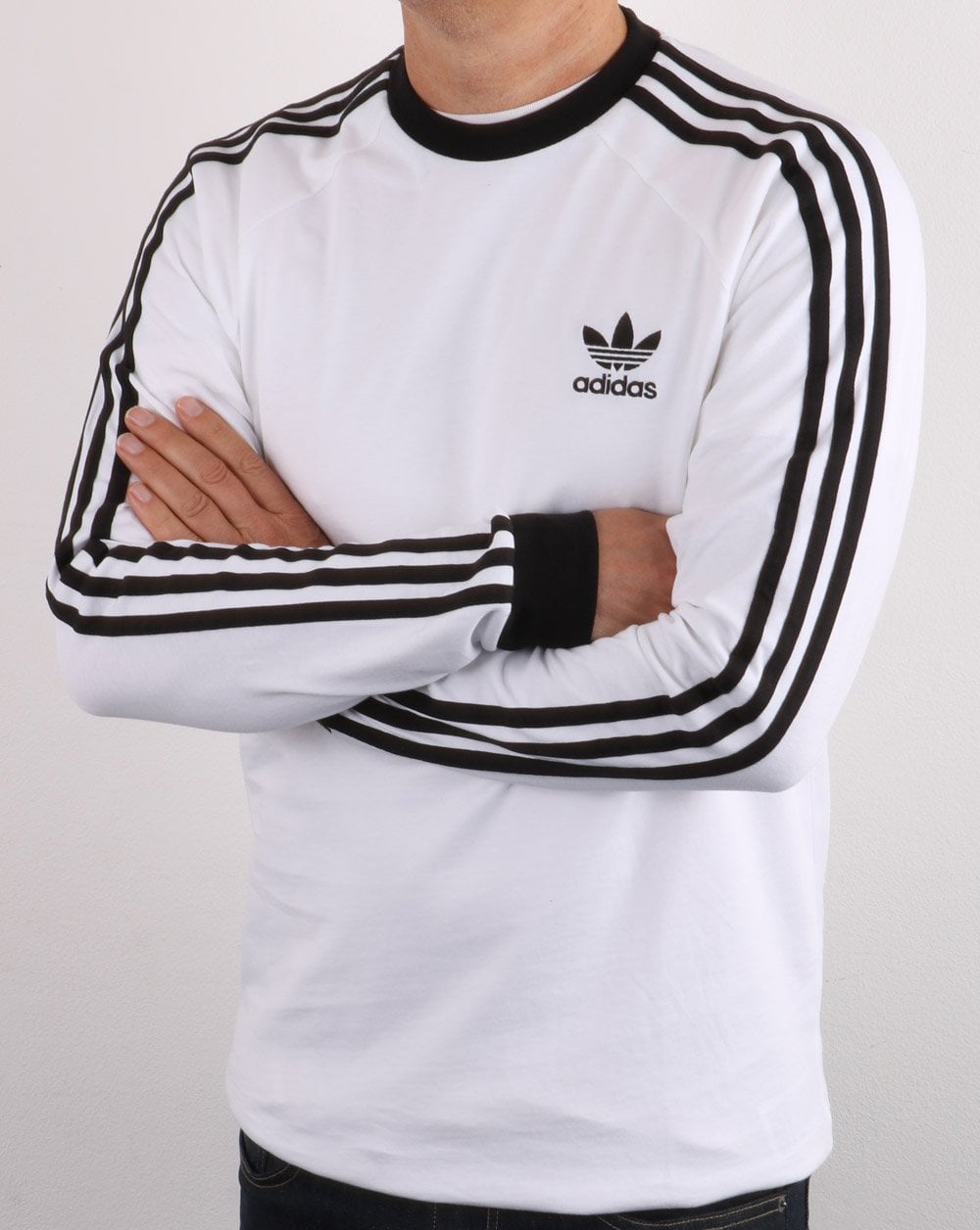 Adidas Originals 3 Stripes LS T Shirt White/Black