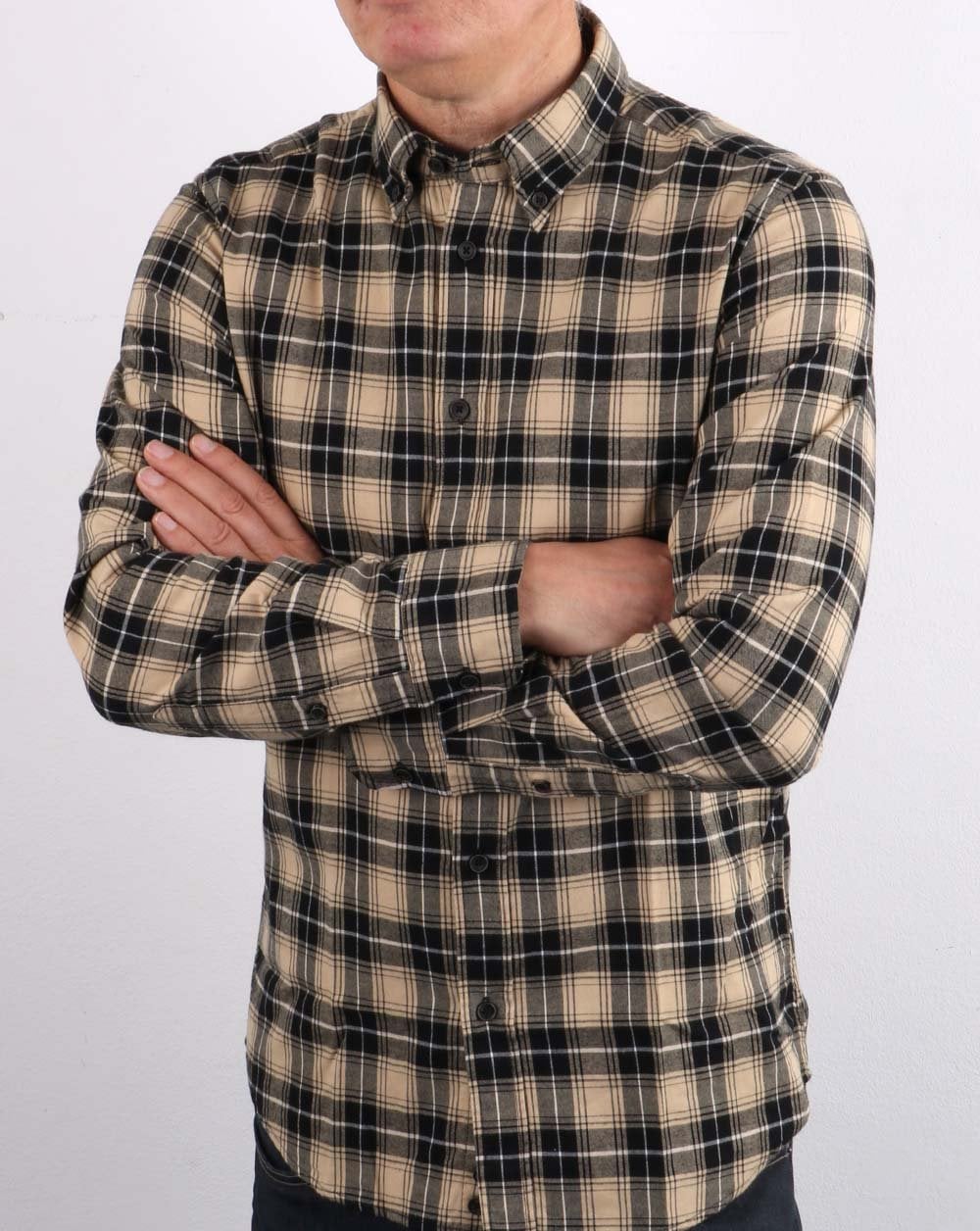 Benetton Checked Shirt Sand