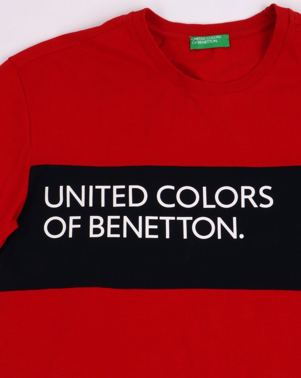 Benetton Classic Crew Tape Logo T-shirt Red
