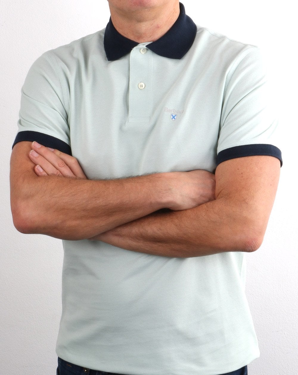 Barbour Contrast Collar Polo Aqua