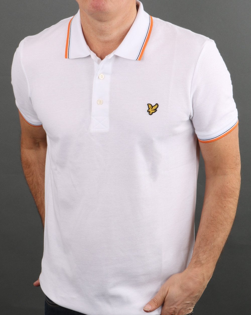 Lyle And Scott Tipped Polo Shirt White/Orange