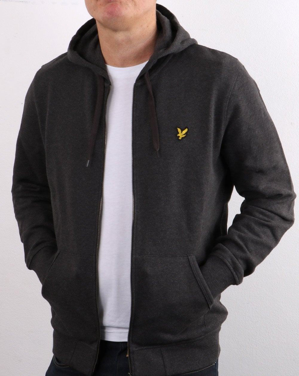 Lyle And Scott Zip Through Hoodie Charcoal Marl
