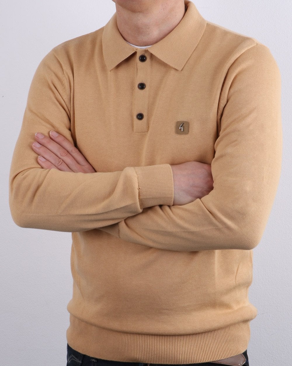 Gabicci Vintage Francesco Knitted Polo Honey