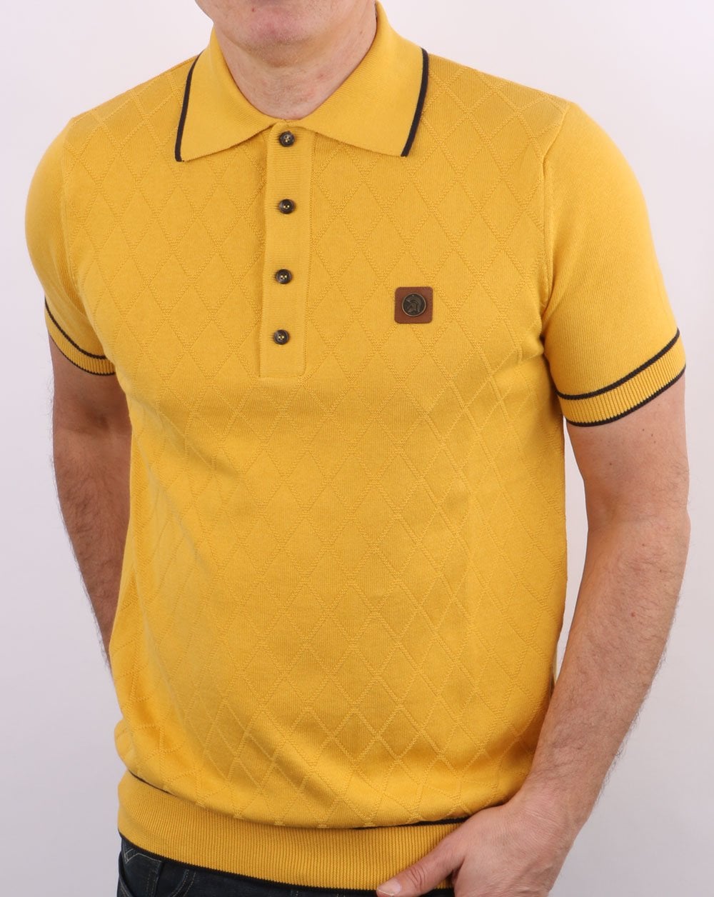 Trojan Knit Polo Shirt Mustard
