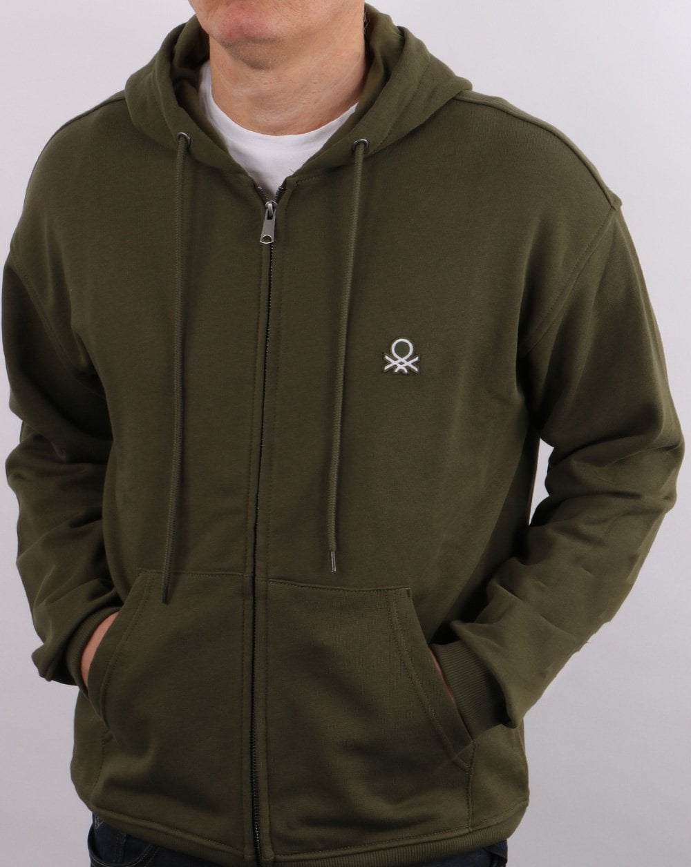 Benetton Full Zip Hoodie Khaki